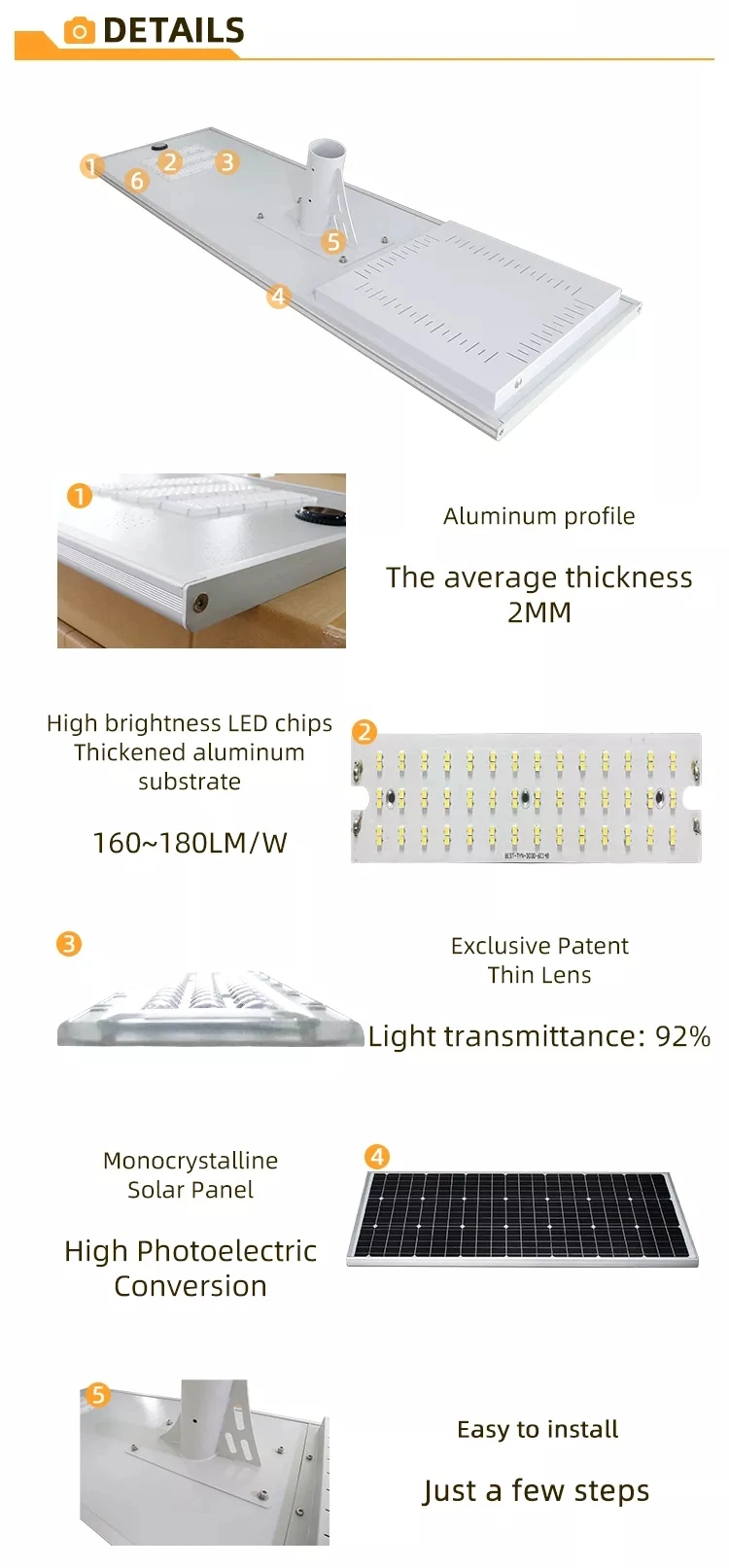 30-120W LED Road Lighting All in One Solar Street Light LED Street Light