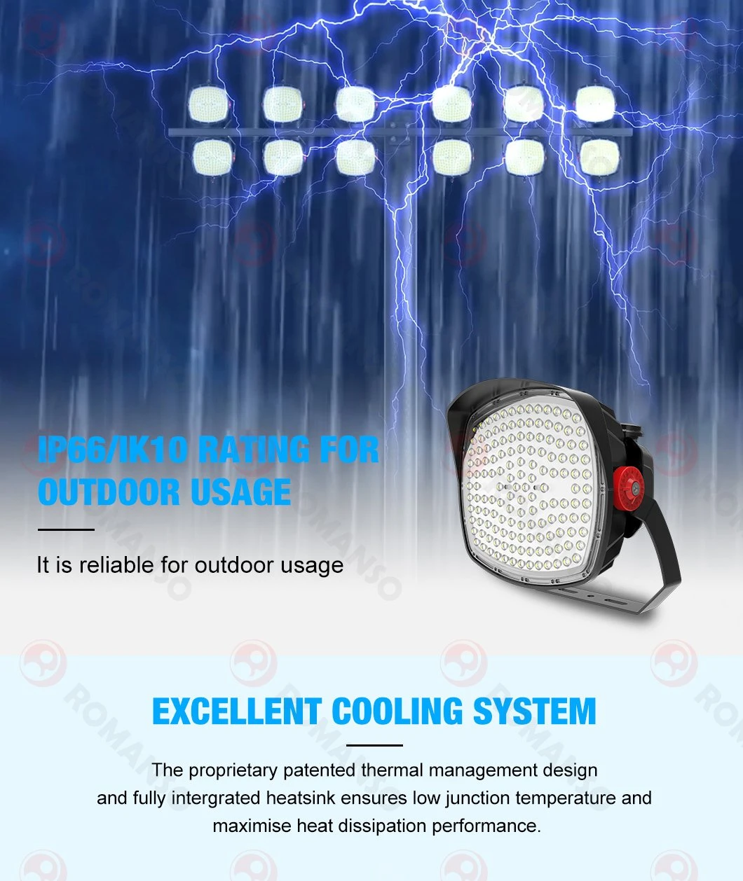 Floodlight 400W LED Sport Light 200W 300W Stadium Flood Lighting Easy Installation